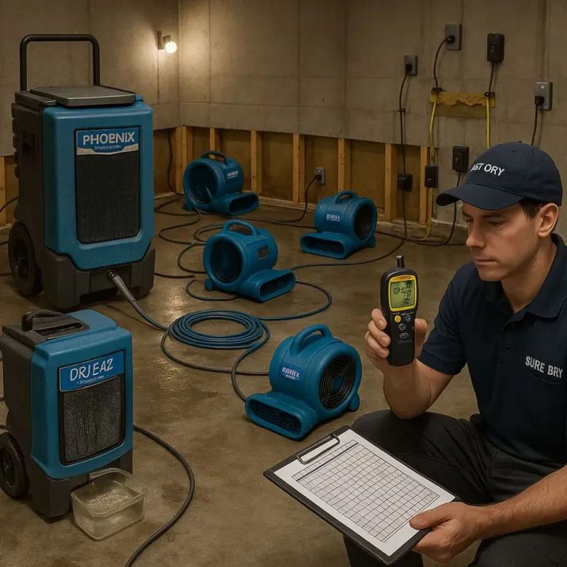 Structural Drying and Dehumidification process in Terrell Hills, TX